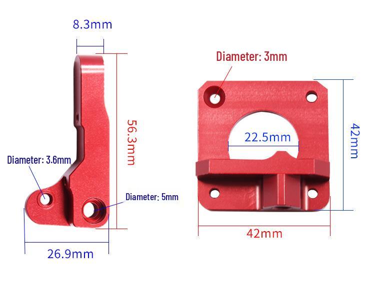 CR-10S PRO/Ender-3 Dual Pulley Extruder - Red