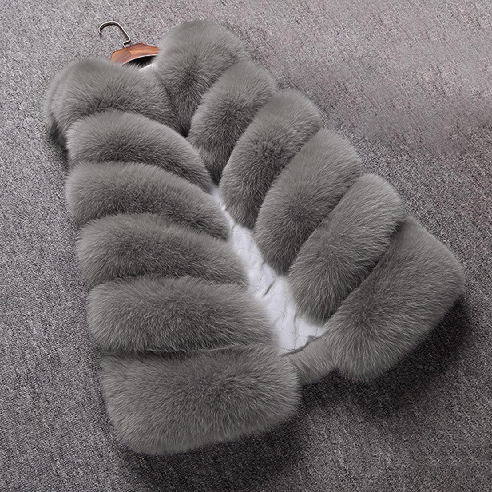 

(SU)Женский женский цветной жилет без рукавов, однотонный зимний свободный жилет, пальто M серый