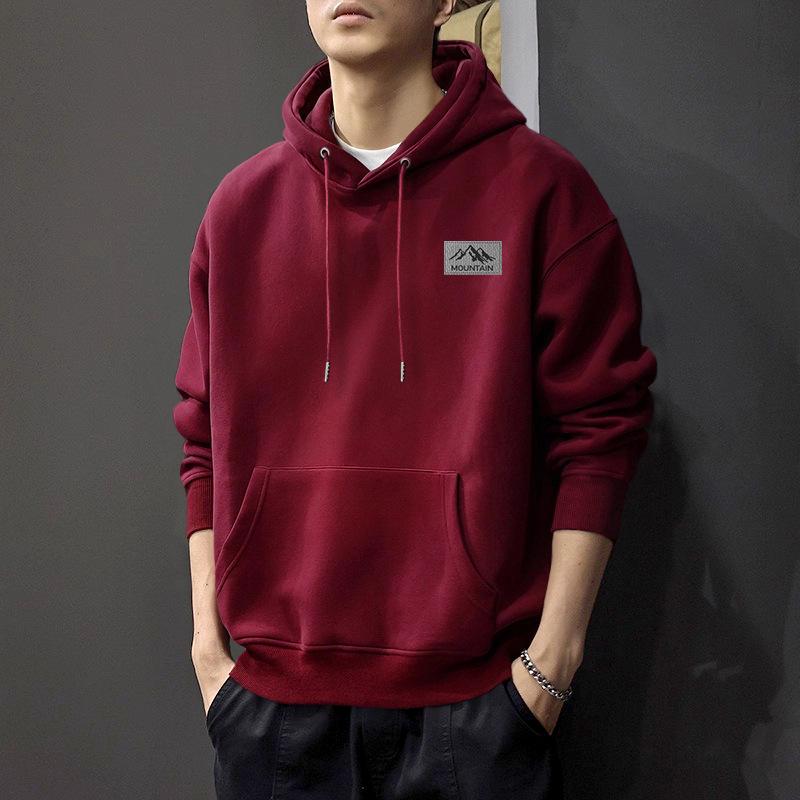 Trendy Men's Hooded Sweatshirt: Loose Fit Spring/Autumn Jacket with Velvet for Couples