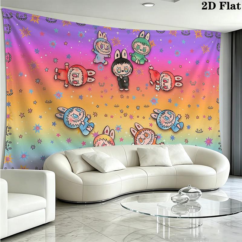 Kawaii Bubu Wall Tapestry Aesthetic Wall Hanging Printed Fabric Blanket Decorative Tapestries for Bedroom Living Room Home Decor