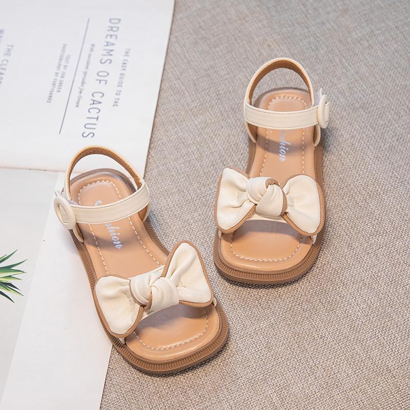 Girls Summer Beach Shoes Classic Sliders Toddler Causal Sandals Open Toe Hook-loop Fashion Children Bow-knot Flats Sandals