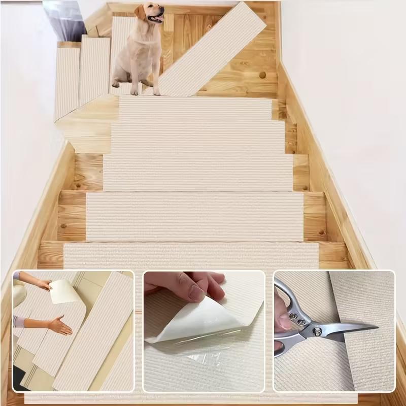 1 Stück 20x80cm Anti-Rutsch-Stufentrittmatten, Rutschfeste Treppenläufer, Stoßabsorbierende Stufentrittmatten Treppenteppiche, Ältere