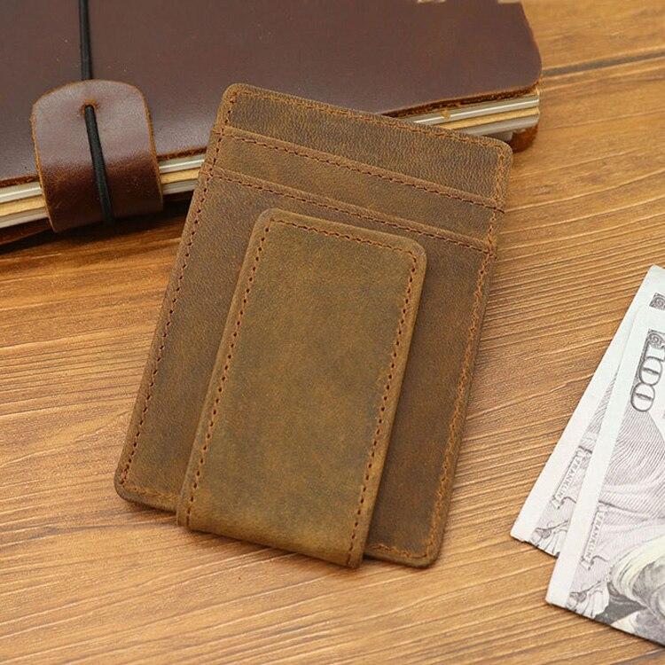 Genuine Leather AirTag Money Clip Wallet for Men AirTag Wallet Men Wallet with AirTag Holder for Air Tag