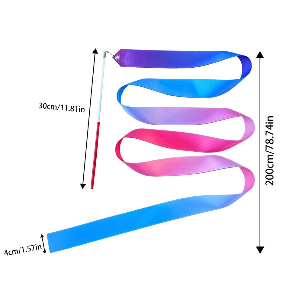 Dance Ribbons for Kids Gymnastics Dance Streamers 78.7 Inch Ribbon Dancer Wands for Kids Rhythmic Gymnastics Dancing Rainbow