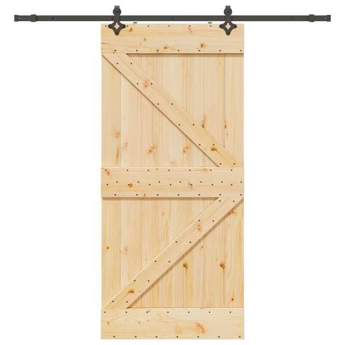 VidaXL Sliding Door and Hardware Kit 80x210 Cm Solid Pine 3332637