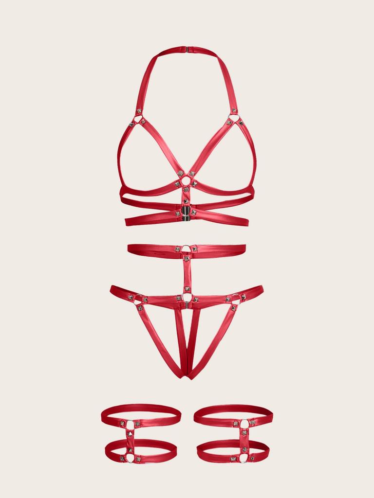 Women's Lace-up Wireless Bra Set - 4 Pieces, Sexy & Stylish