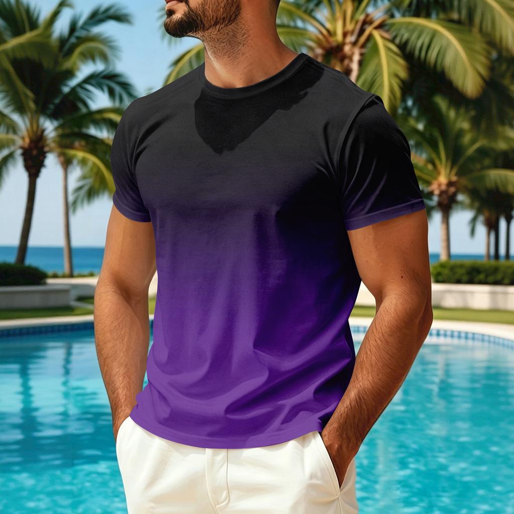 Men's Summer Crew Neck T-Shirt Quick Dry Breathable Lightweight Casual Short Sleeve Shirt for Outdoor Activities and Sun Protection