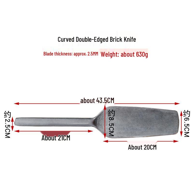 Double-Sided Brick Knife - Manganese Steel Trowel for Plastering, Cutting Bricks, and Wall Laying