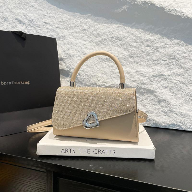 2025 new foreign style Korean version popular fashion shoulder messenger bag retro splicing fashionable sequined portable small square bag