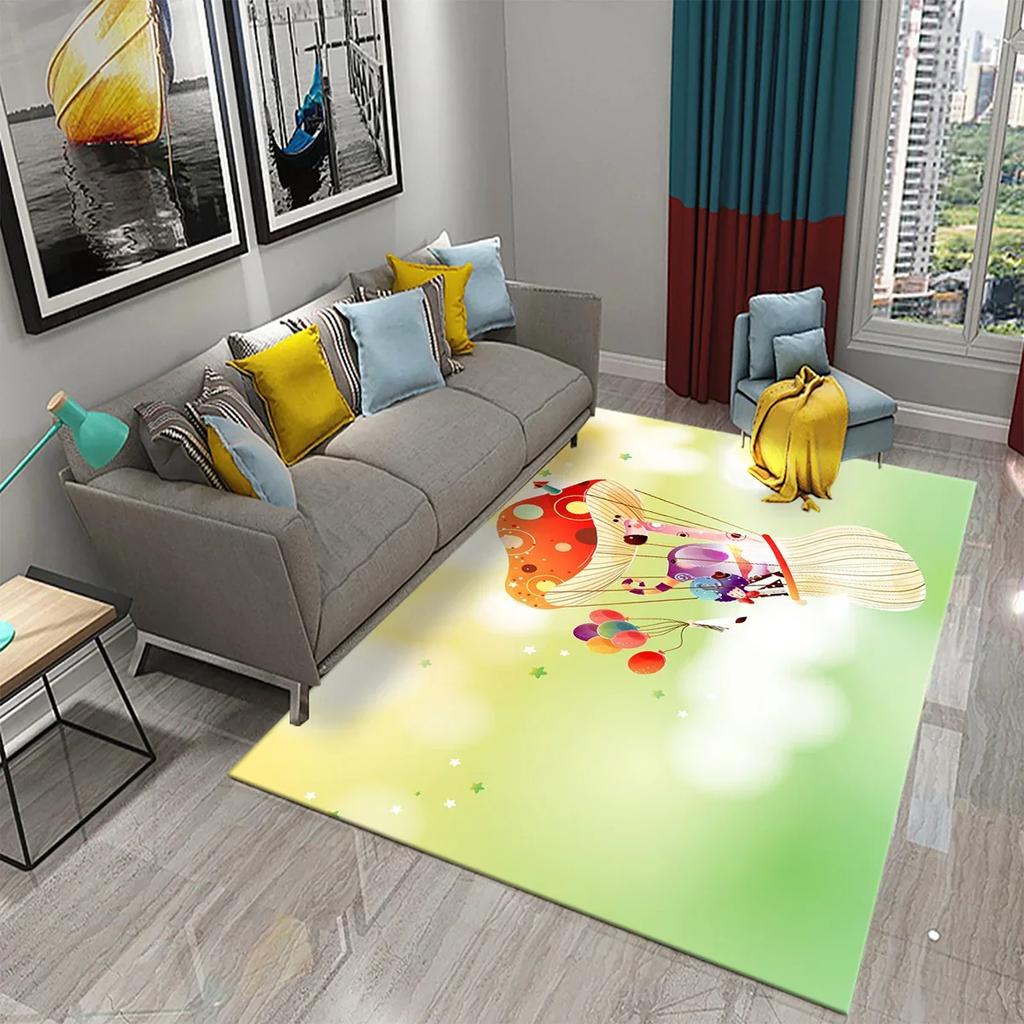 3D Roztomilý Kreslený Dívčí Koberec do Kuchyně Koupelny Vchod Protiskluzové Předložky Ložnice Obývací Pokoj Balkon Dekorace Koberce Koberce