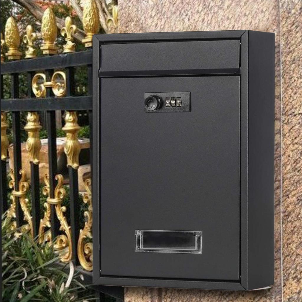 Metal Locking Mailbox Wall Mounted Hanging Mailbox Lockable Outdoor Mail Box for House Front Door External Lock Mailbox Box