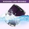 3 3.5 4 Inches Cold Air Intake Filter 76mm 89mm 101mm High Performance Washable Clamp-On Replacement Cone Air Filter 3 in 1 Size Purple