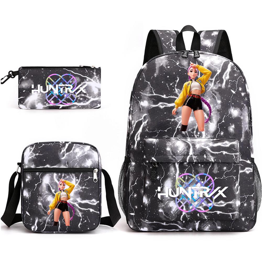 3Pcs/set Cartoon Printed Backpack with Shoulder Bag Pencil Case for Teenager Student Boy Girl School Bag Large Capacity Waterproof Bookbag Kid Gift