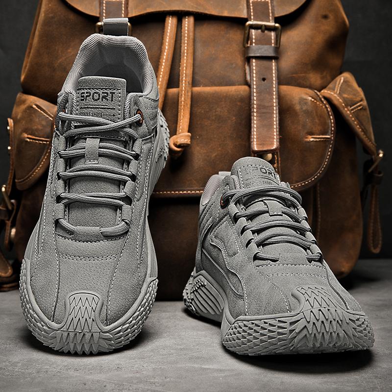 Ankle Boots Men's Casual Shoes Platform Sports Shoes Leather Shoes Fashion Round Toe Return To The Ancients Low-top Non-slip