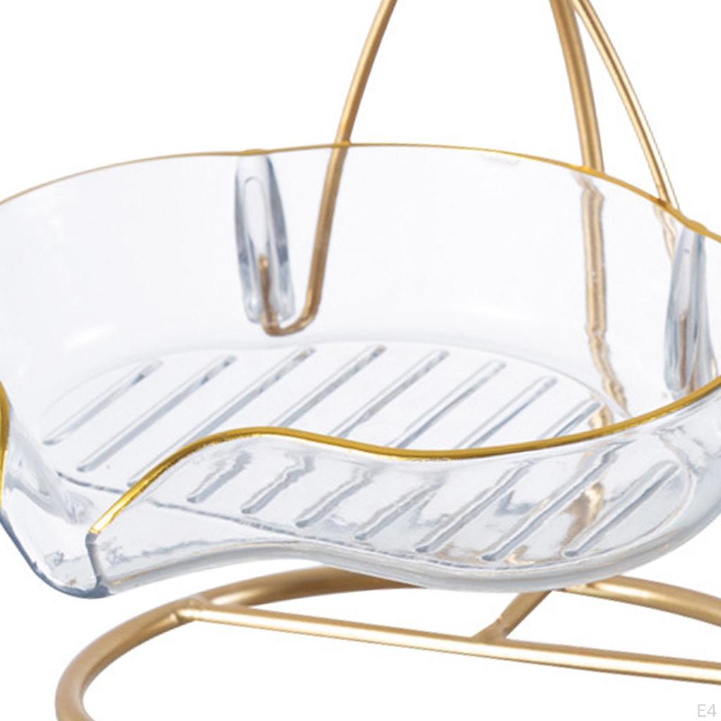 Bathroom Soap Dish, Nordic Style Box, Metal Stand Holder, Self Draining Tray for