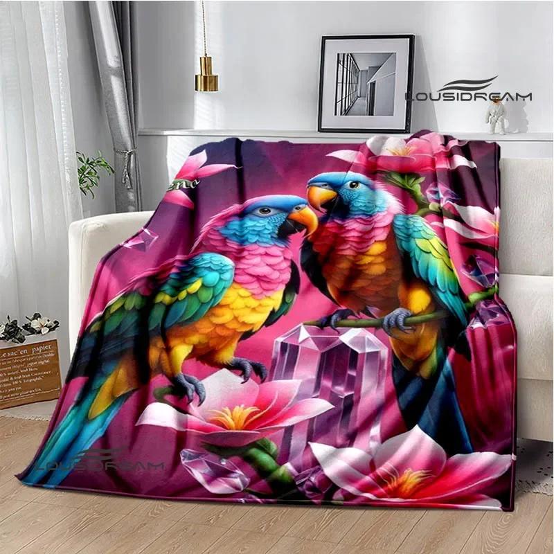 3D Parrot Cute Printed Blankets Picnic Blanket Warm Flannel Blankets Soft and Comfortable Blanket Bed Linings Birthday Gift