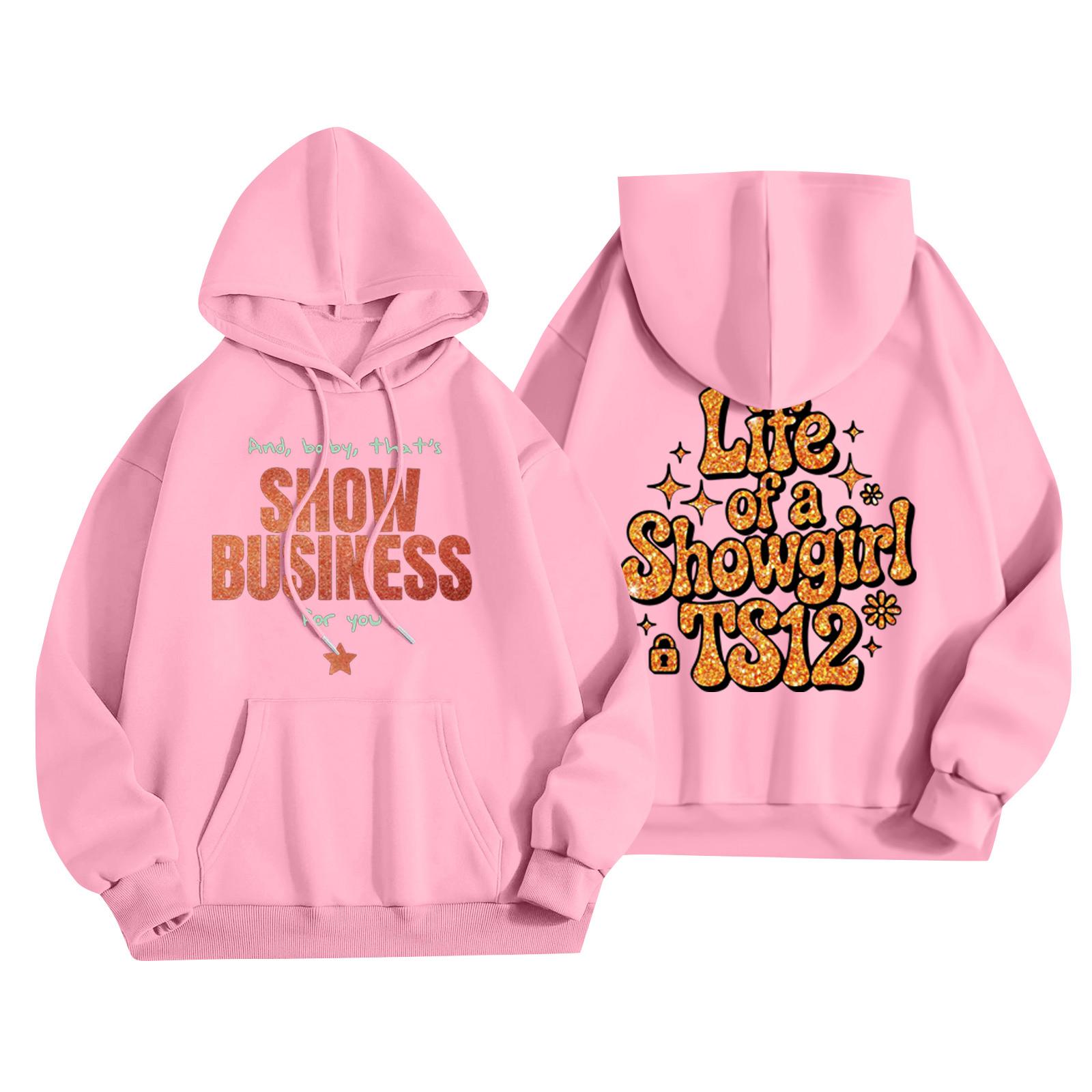 

Женский модный легкий пуловер с длинным рукавом и карманами, худи с принтом XL розовый