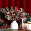 12pcs Christmas Artificial Cedar Branches And Artificial Red Plum Branches Holly Berry Set, for Holiday Wreaths, Tree Decoration