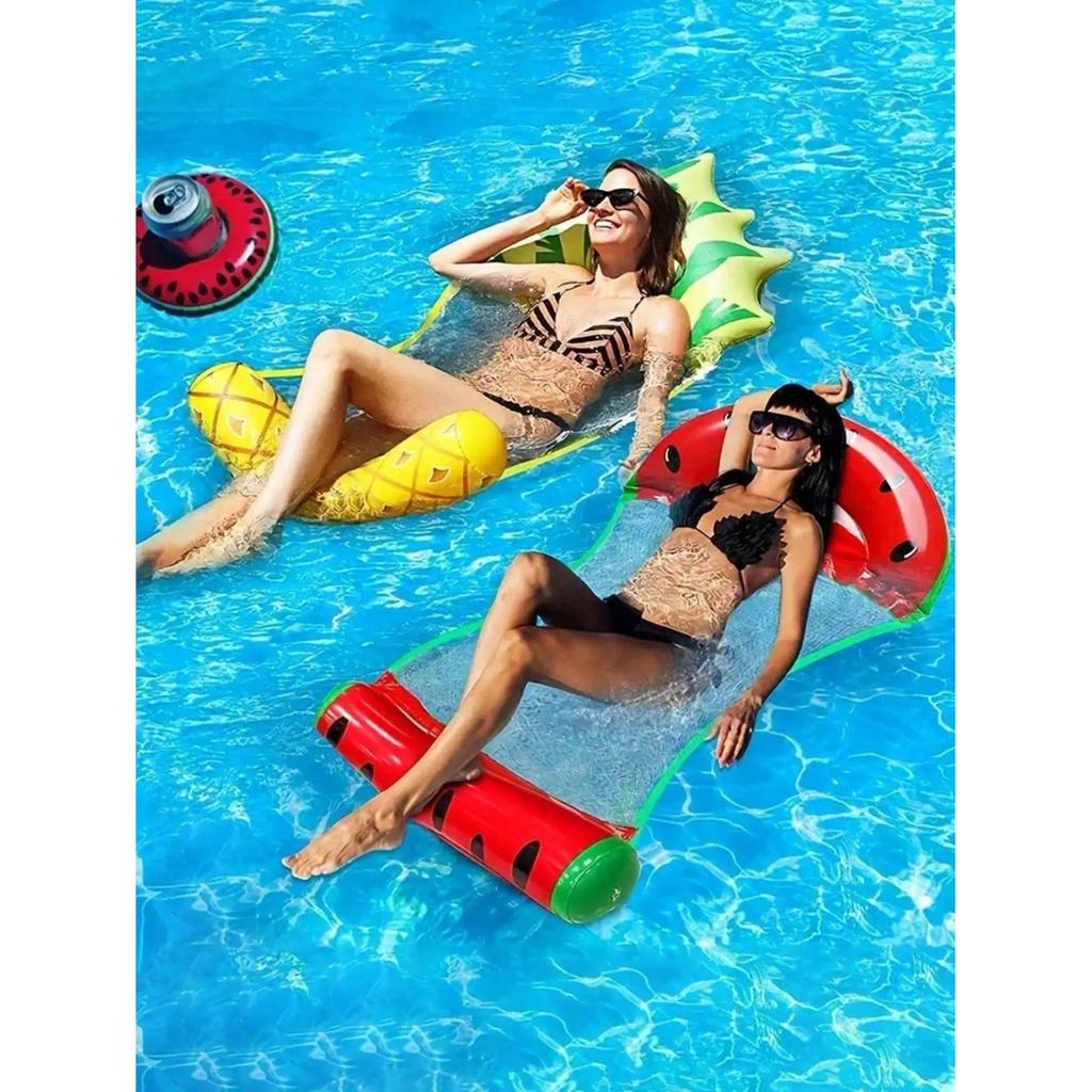 Foldable Fruits Floating Water Hammock Lounger Water Toys Inflatable Floating Bed Chair Summer Swimming Pool Water Hammock Bed