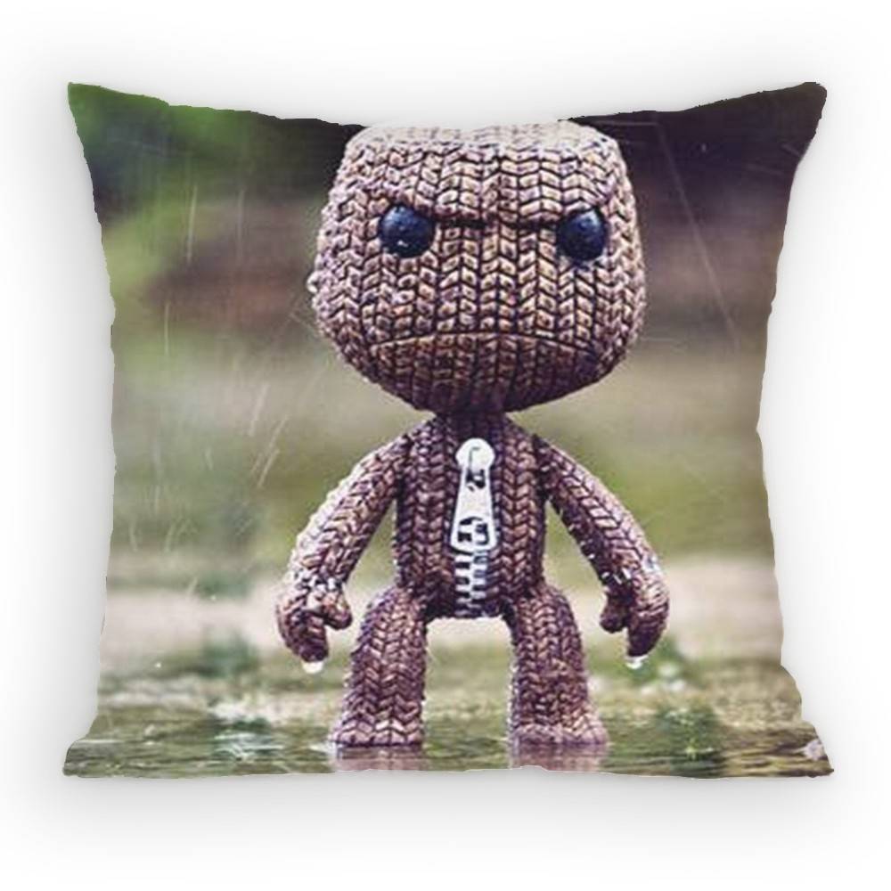 Funny LBP Sackboy Cartoon Style Pillow Case Antidustmite Pillowcase Invisible zipper silky short plush Sofa cushion cover