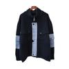 Autumn and Winter New Zipper Denim Splicing Knitted Double-sided Woolen Cardigan Loose Casual Temperament Sweater Jacket Women
