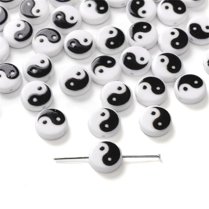 5Pcs Acrylic Taiji Bead For DIY Necklace Bracelet Earrings Jewelry Making Craft Accessories