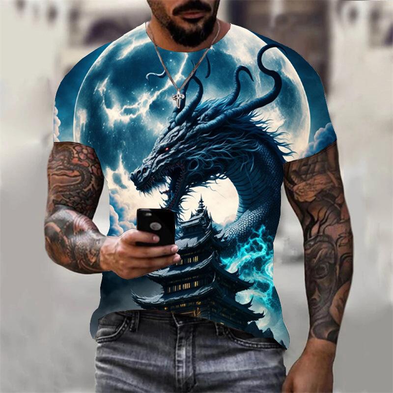 Creative Animal Dragon 3D Printed Short Sleeved T-shirt Fashionable Comfortable Soft Breathable Large Loose Wonens T-shirt