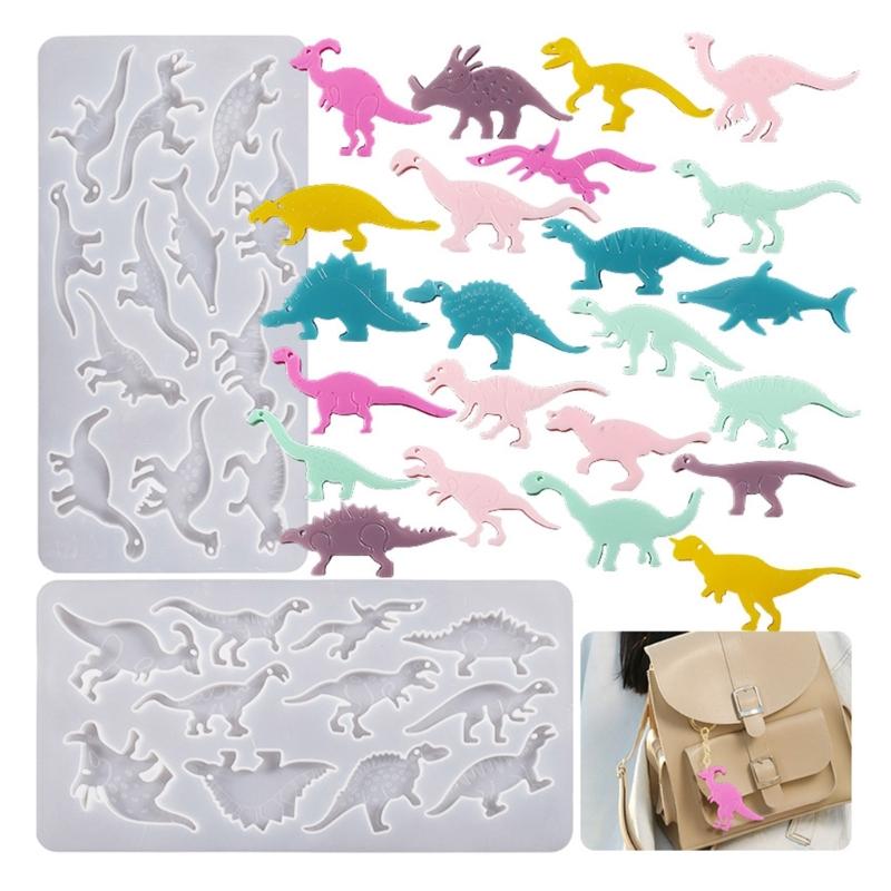 Mini Dinosaur Silicone Mold for DIY Keychain Jewelry Making Super Glossy Epoxy Mould Handmade Resin Keychain Mold