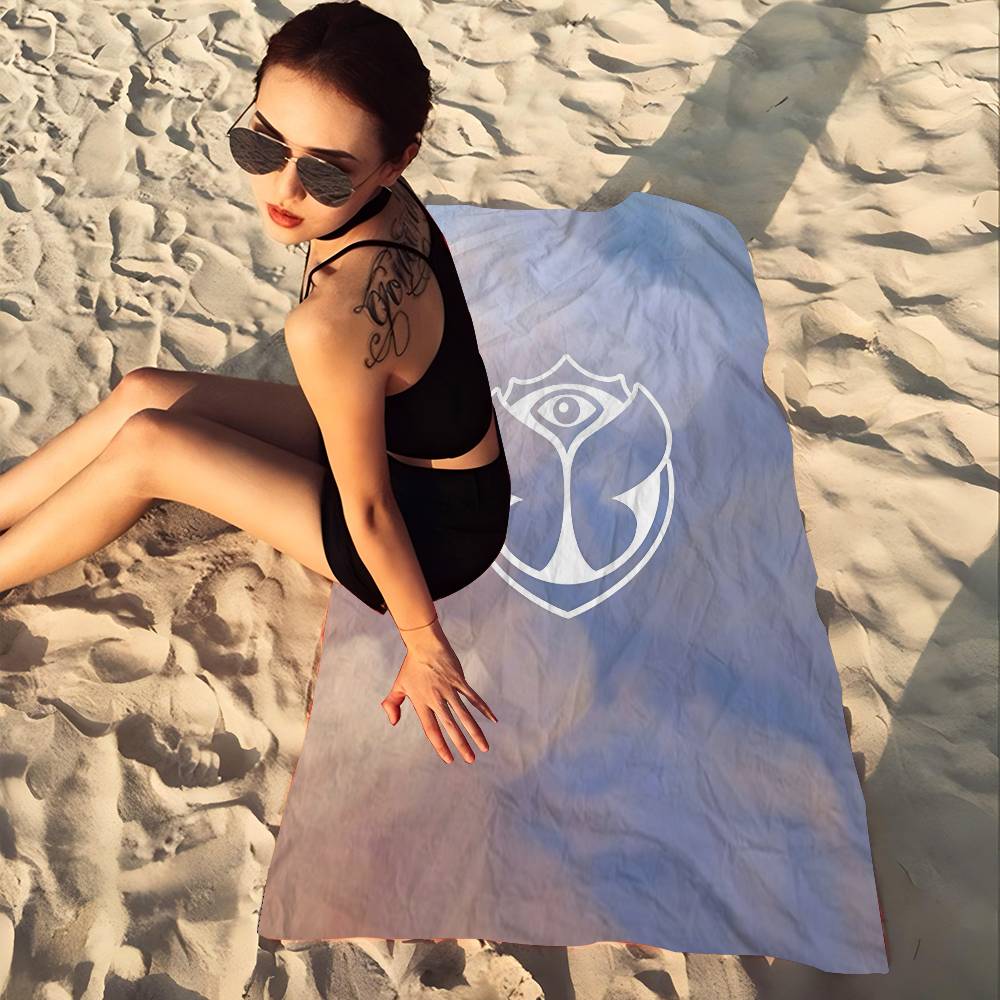 T-Tomorrowlands Musiklogo Mikrofaser Bedrucktes Strandtuch Bergsteigen Yoga Strand Schwimmen Laufen Saugfähiges Weiches Handtuch