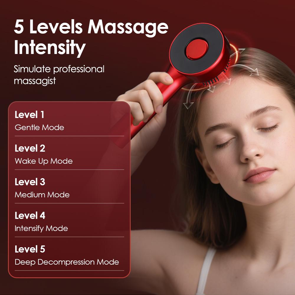 Electric Hair Regrowth Brush with Red Light Machine Acupoint Scalp Massage Anti-Hair Loss Hair Oil Applicator Combs Hairbrush