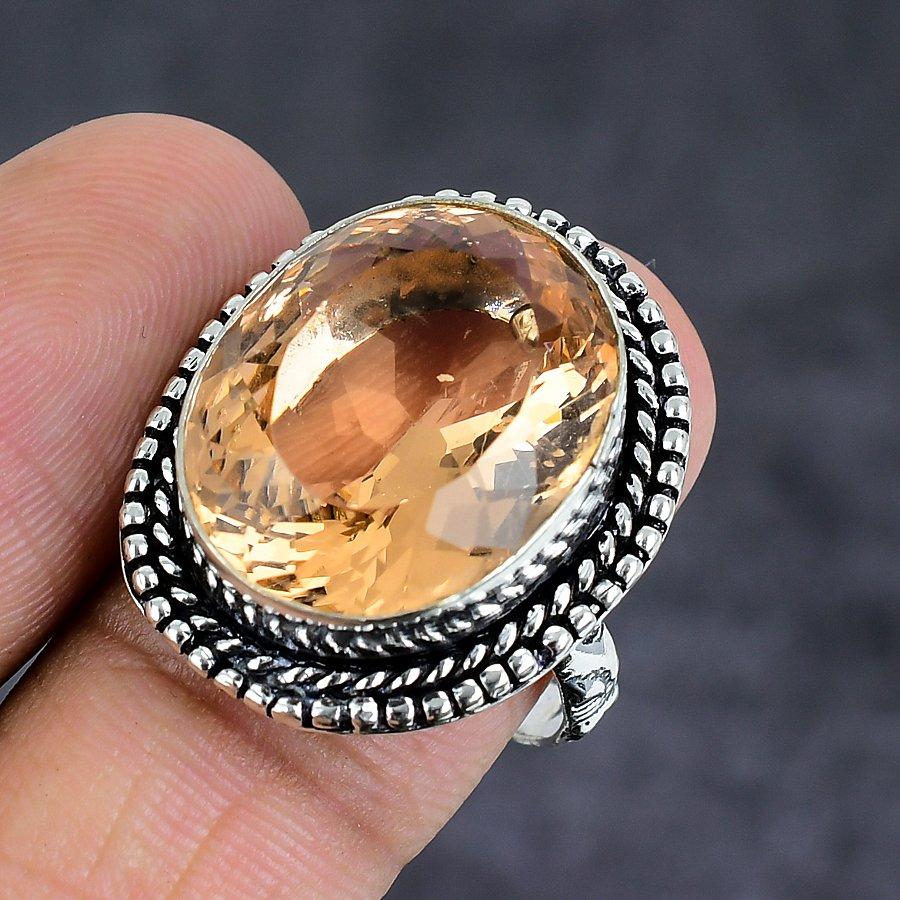 Morganite Gemstone 925 Sterling Silver Jewelry Ring Size 9