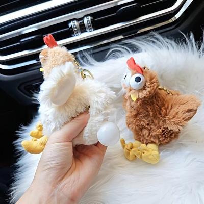 12cm Cute Chicken Doll Backpack Pendant Keychain Decompression Egg Laying Rooster Children's Backpack Decoration Birthday Gift