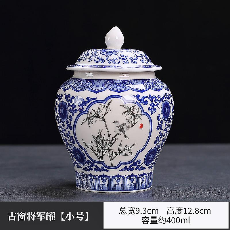 Blue and white tea jar  general jars retro ceramic jars tea storage boxes moisture-proof storage can tea ceremony sealed jars