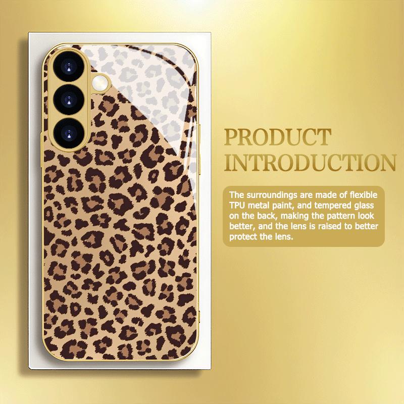 

Leopard pattern glass phone case for Samsung galaxy S26 S25 S24 S23 S22 S21 S20 FE Ultra Plus 5G anti-fall back cover Galaxy S22 plus 5G