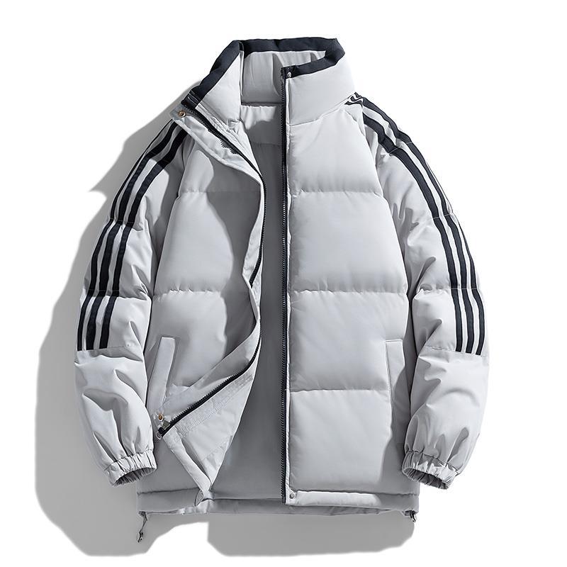 Striped Hooded Cotton-padded Coat Men's Winter New Loose High Street Fashion Youth Casual Warm Cotton Jacket