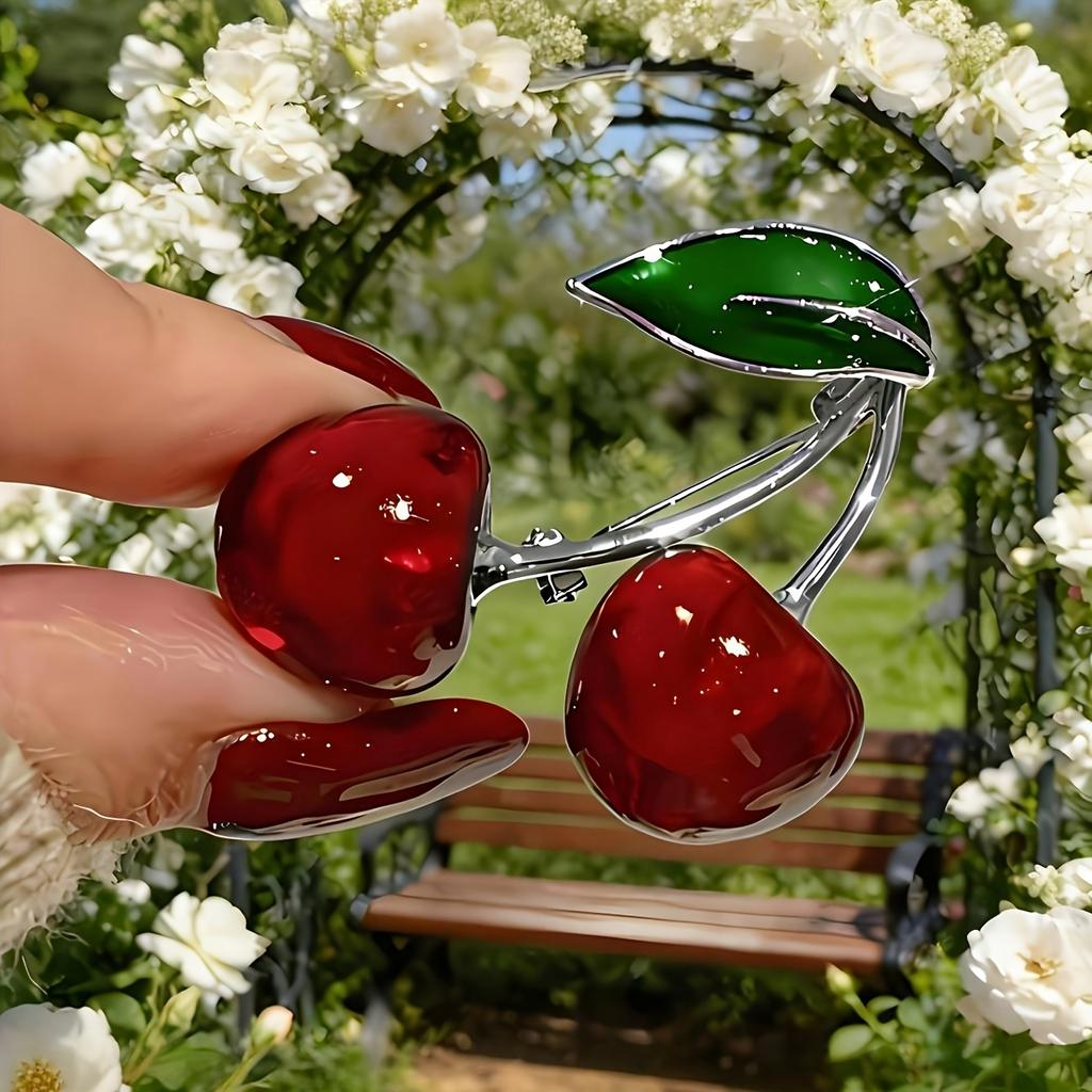 1pc Cherry Fashion Women's Brooch Accessory, Daily Outfit Pin with Anti-Slip Design