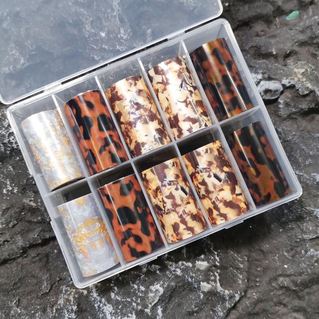 Winter Starry Sky Autumn Leopard Stickers Nail Foil Tortoiseshell Amber