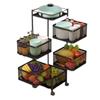 Köks roterande kolstål grönsaks- och fruktskålställ - Golvstående, Fyrkantigt, Flerlagers, Rörligt, Ingen montering krävs.