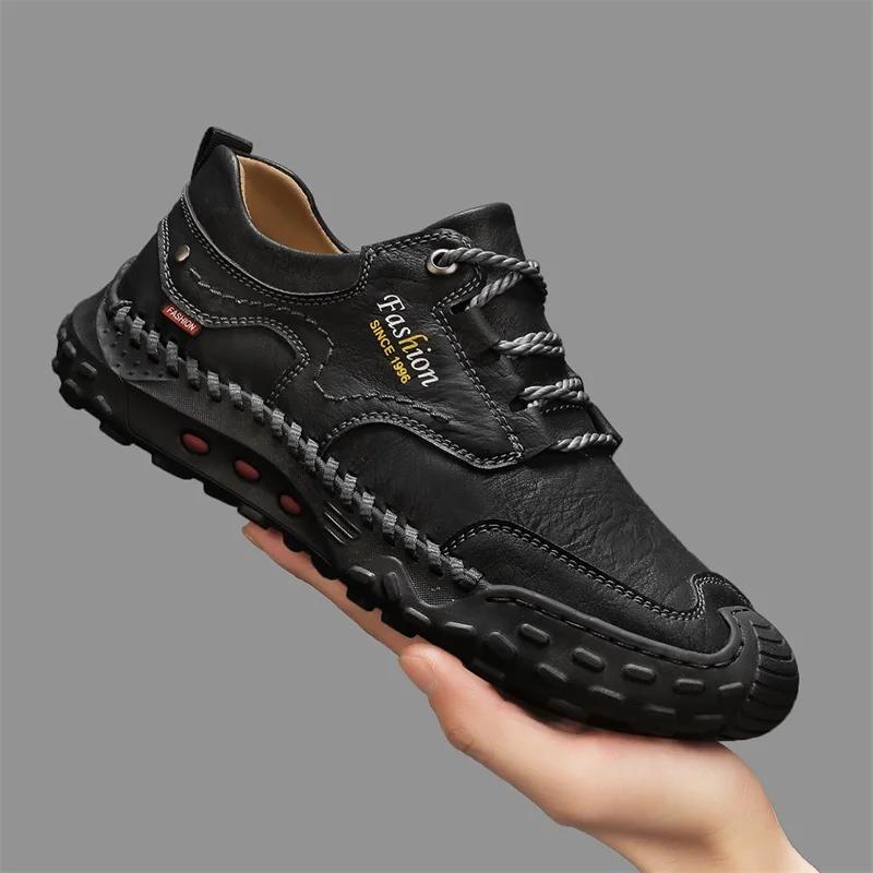 Fashion Outdoor Casual Leather Mens Shoes New Male Sneakers Adult Non-Slip Casual Desert Hiking Footwear Treking Shoes For Man Trainers