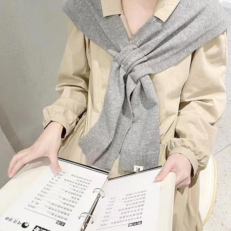 Spring and Autumn Air Conditioning Room Shoulder Neck Striped Shawl Outside Knitted Small Garment Versatile False Collar Shawl