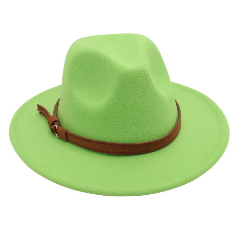 Gentleman'S Top Hat Vintage Jazz Hat Men'S And Women'S Elegant Felt Hat Belt Buckle Tweed Hat Light Luxury