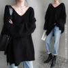 Knit Long Solid Loose [POGCZMKK] Women's Sweater, V-Neck, Sleeve, Pullover, Elegant, Thick, Warm, Color, Fit, Figure-Flattering, Cute, Commuting,
