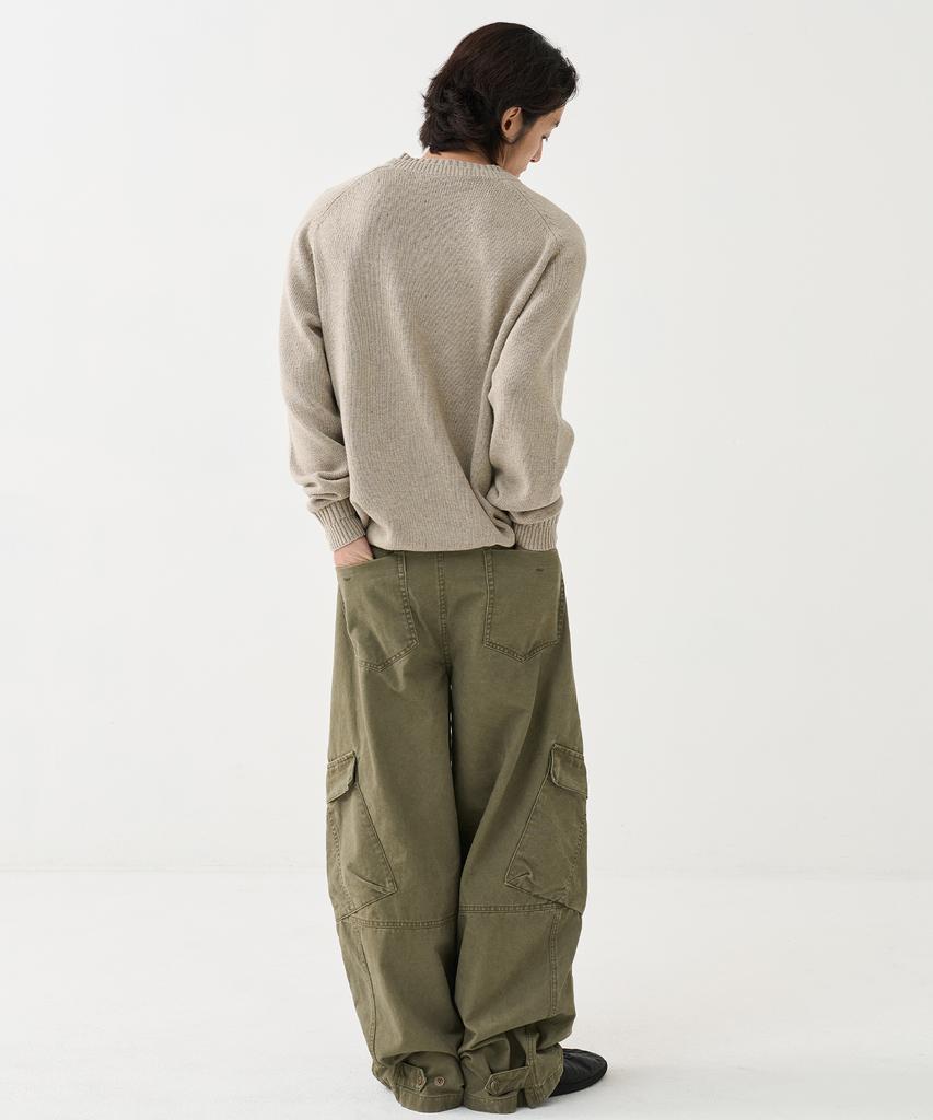 KNOUUN Washed Biker Cargo Pants (Olive)