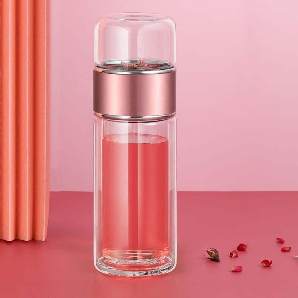 Bottiglia per Separazione Acqua Tè in Acciaio Inossidabile 304 Vetro Borosilicato Portatile da Viaggio Donna
