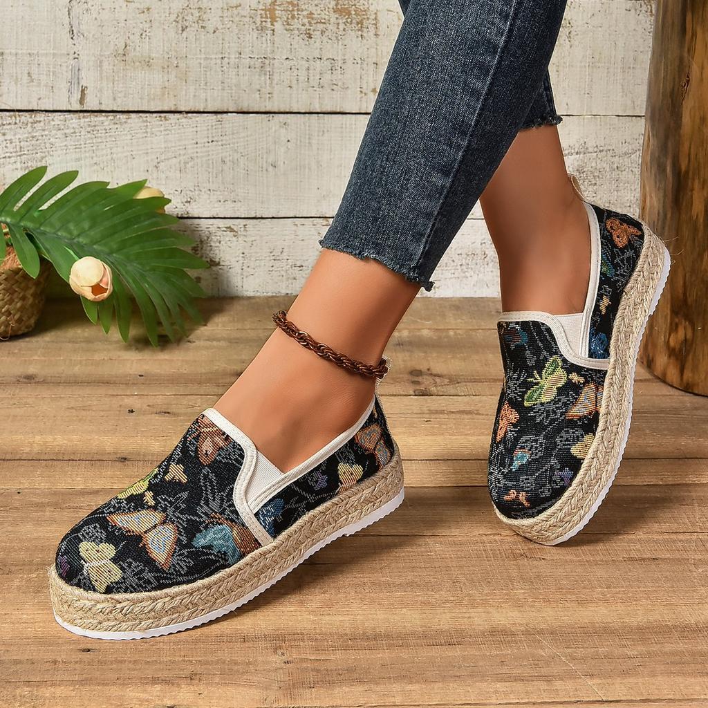 Fisherman shoes women's summer 2024 new fashion printing breathable flat-soled single shoes one-pedal women's shoes