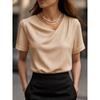 JPNTKY Women's Fashion Casual Solid Color Print Short Sleeve V Neck Blouses & Shirts