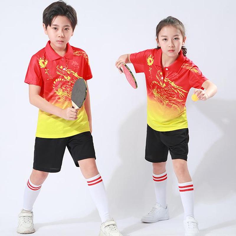 Quick-Dry Table Tennis & Badminton Clothing Set: Kids' Polo & Adult Short Sleeve