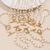 European and American Stainless Steel Freshwater Pearl OT Buckle Necklace Bracelet Set Simple Plated 18K Gold Necklace Bracelet