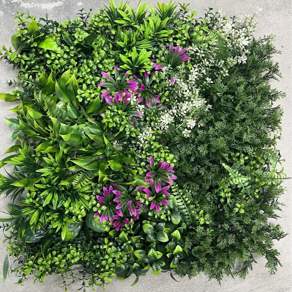 50×50cm Artificial Green Plant Wall - Plastic Vertical Garden, Fake Flower Wall, Synthetic Turf Background