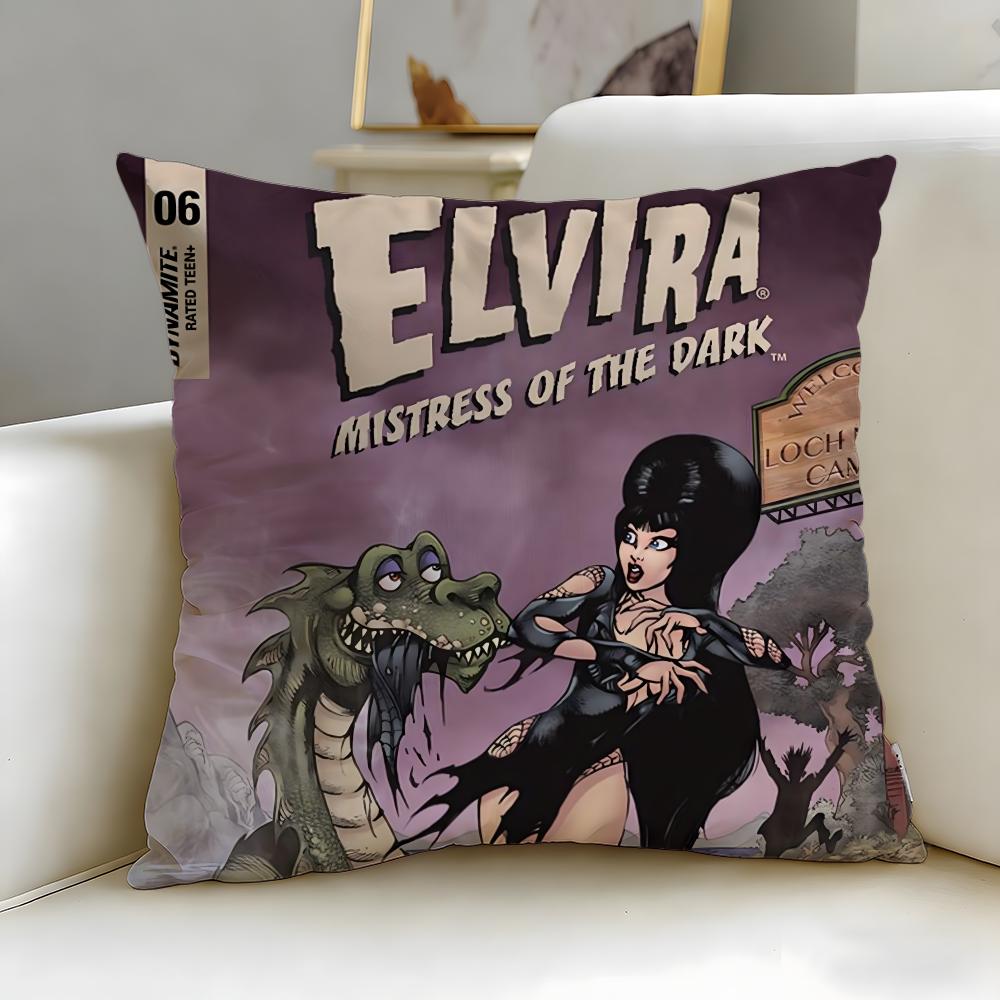 classic movie character Elvira Cushion Cover Soft  EasyWash Pillow Case  Versatile for Couch Bed Travel and Office